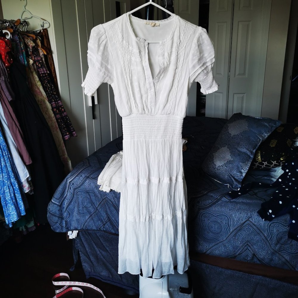 Beautiful boho feminine Rebellion white Midi Dress, short sleeve, size S - Picture 2 of 9